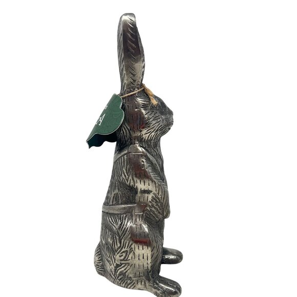 Silver Tone Metal Rabbit Bunny Figure Sitting Décor Garden Statue 12" Tall NWT - Picture 4 of 13
